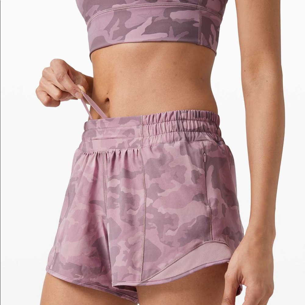Lululemon Pink Camo Bra & Shorts Set, NWT